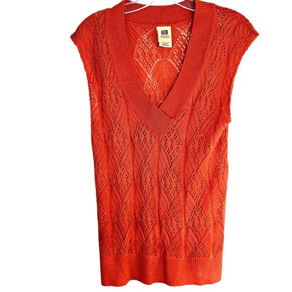 Faded Glory Women's Sweater Medium M Orange Vest Misses Size 8 10 Sleeveless - Picture 1 of 7